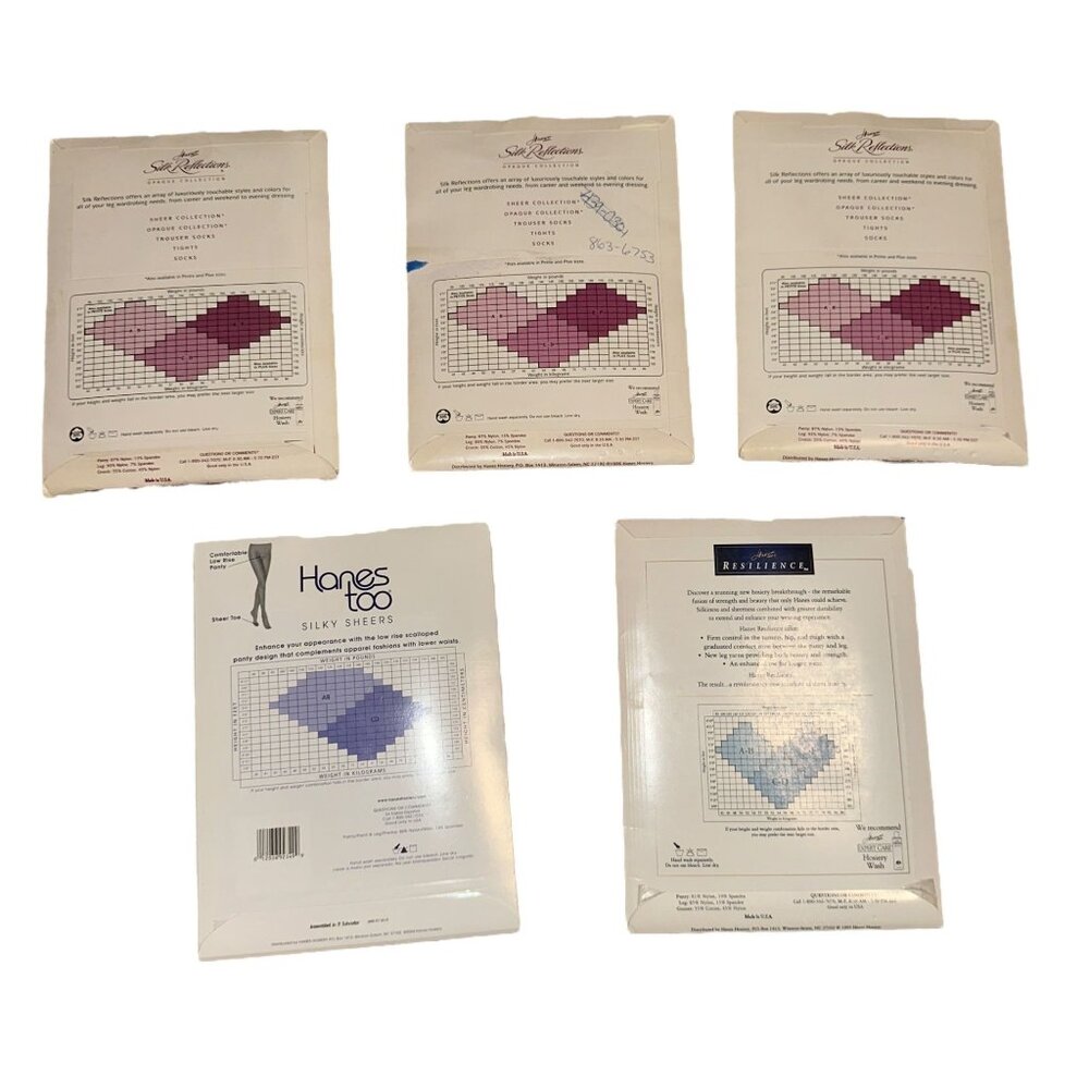 New Vtg Hanes Silk Refelcetions Womens Pantyhose Size CD Resilience Too 5 Pairs - Picture 6 of 10